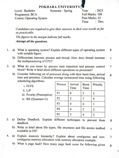 Full Download Bca 3Rd Semester Operating System Questions Paper 