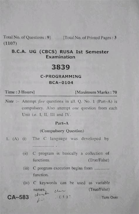 Read Online Bca Model Question Paper For C 