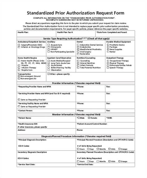 bcbs standard prior authorization form