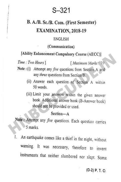 Full Download Bcom Degree 1St Year English Question Paper 