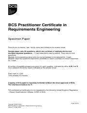 Bcs Requirements Engineering Sample Paper