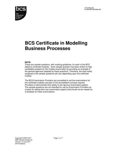 Read Bcs Certificate In Modelling Business Processes 