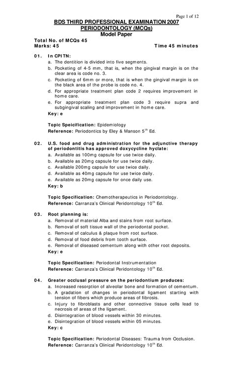 Bds Third Professional Examination 2007 Oral Medicine