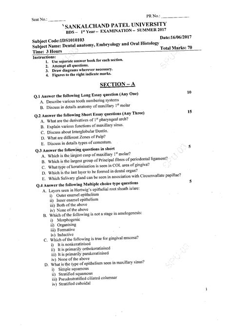 Download Bds Anatomy Question Papers 