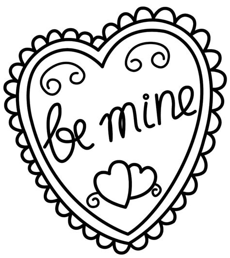 Be Mine Heart Coloring Page Coloringall Be Mine Coloring Pages - Be Mine Coloring Pages