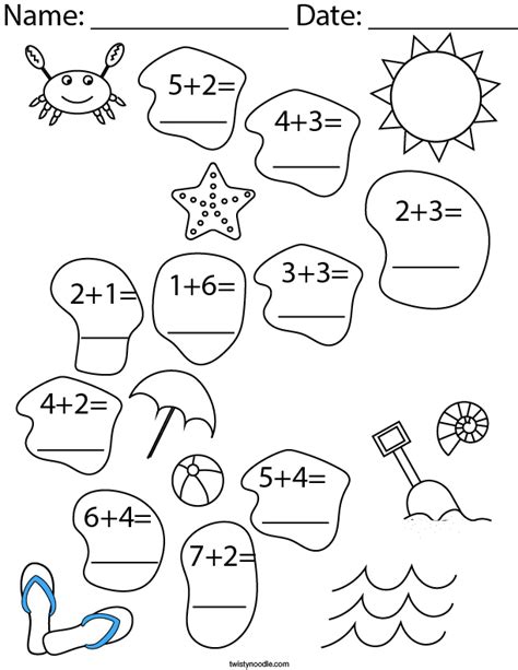 Beach Addition Worksheets For Kindergarten Sun Worksheets For Kindergarten - Sun Worksheets For Kindergarten