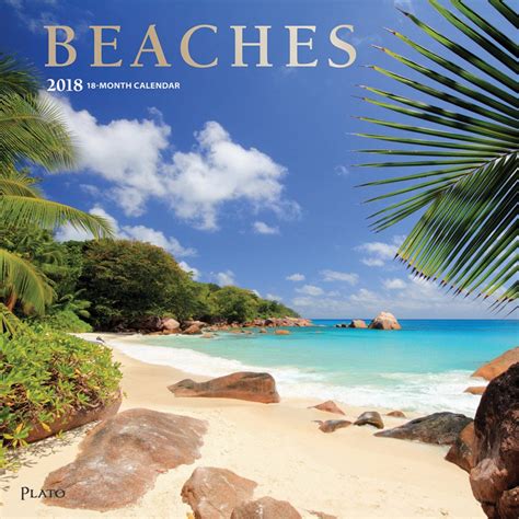 Beaches 2018 12 X 12 Inch Monthly Square Wall Calendar With Foil Stamped Cover By Plato, Travel Nature Tropical