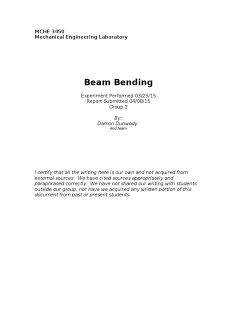 beam bending lab report