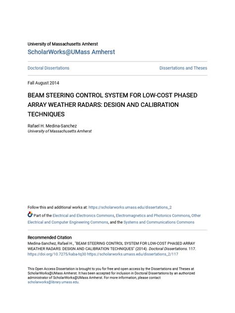 Read Beam Steering Control System For Low Cost Phased Array Weather Radars 
