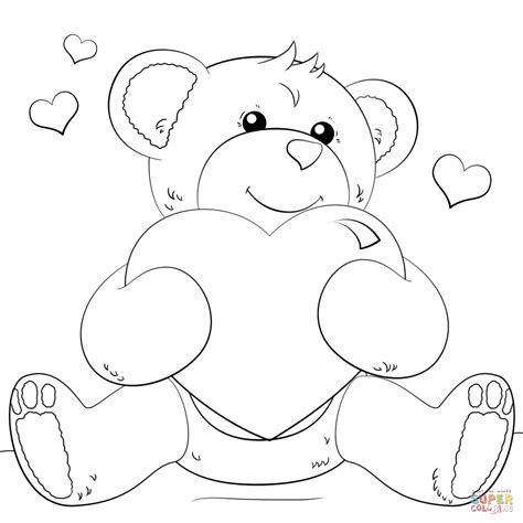 Bear With Heart Coloring Page