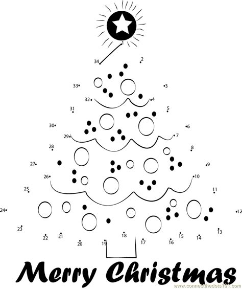 Beautiful Christmas Tree Dot To Dot Printable Worksheet Connect The Dot Christmas Tree - Connect The Dot Christmas Tree