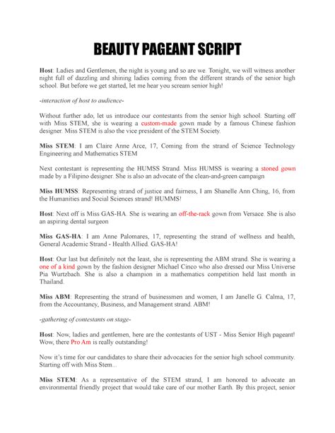 beauty pageant emcee script