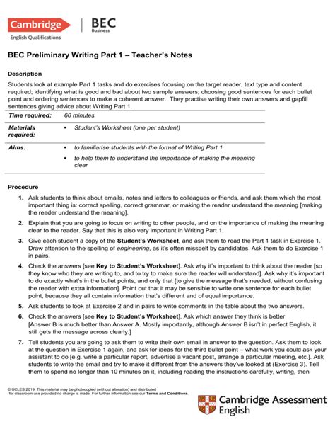Read Online Bec Preliminary And Writing Sample Paper Bing 