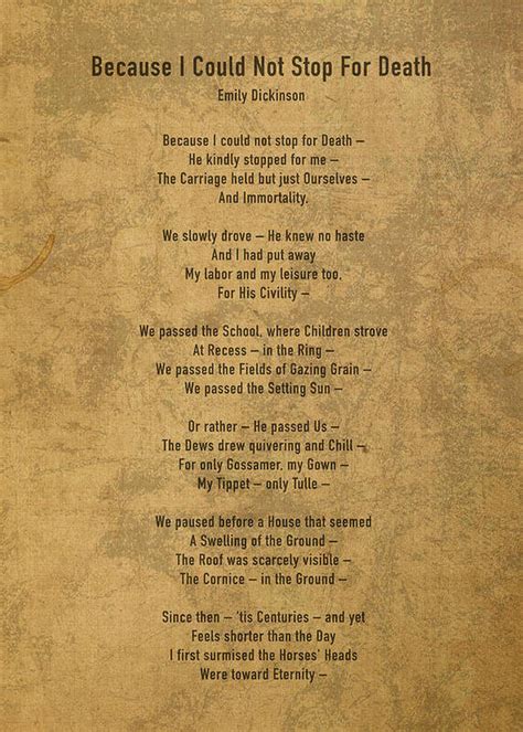 Because I Could Not Stop For Death Paraphrase