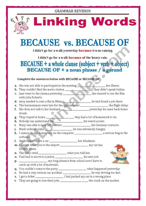 Because Or Because Of Quiz 17 Online Quiz Using Because In A Sentence Worksheet - Using Because In A Sentence Worksheet