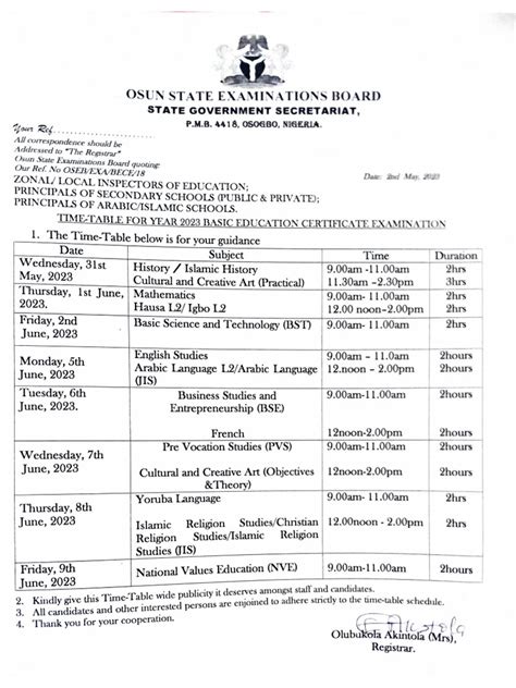 Bece 2014 Time Table For Anambra