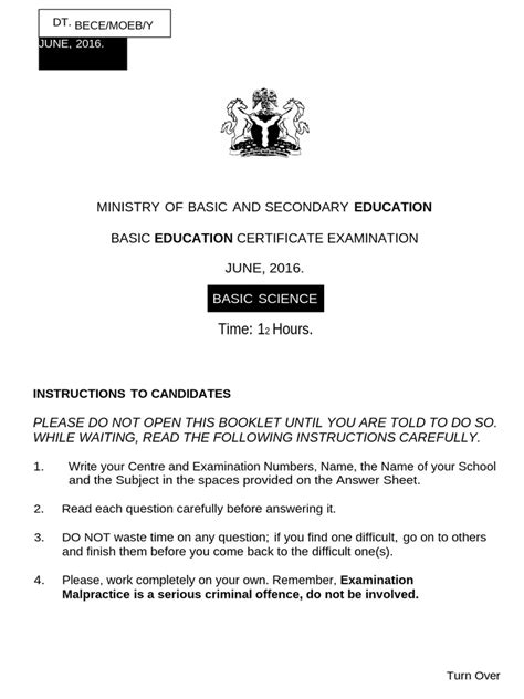 bece question and answer basic science 2014