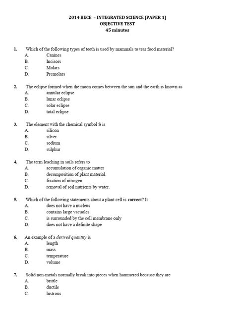 Bece Questions 2014