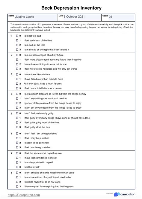 Beck Depression Inventory Pdf
