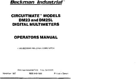 Read Online Beckman Dmm User Guide 