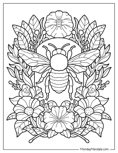 bee coloring page pdf