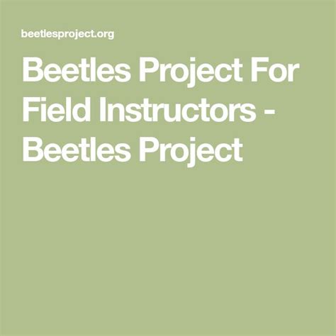 Beetles Project For Field Instructors Beetles Project Outdoor Science Experiments - Outdoor Science Experiments