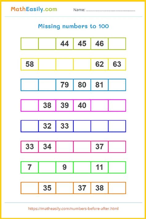 Before And After Numbers Game Online Worksheets Matheasily Before After And In Between - Before After And In Between