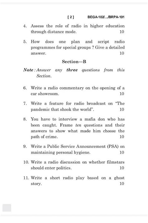 Bega 102 Question Paper