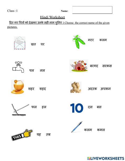Beginner Hindi Worksheet For Class 1