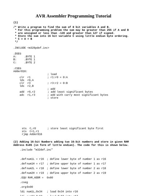 Beginners Avr Programming Guide Nownet