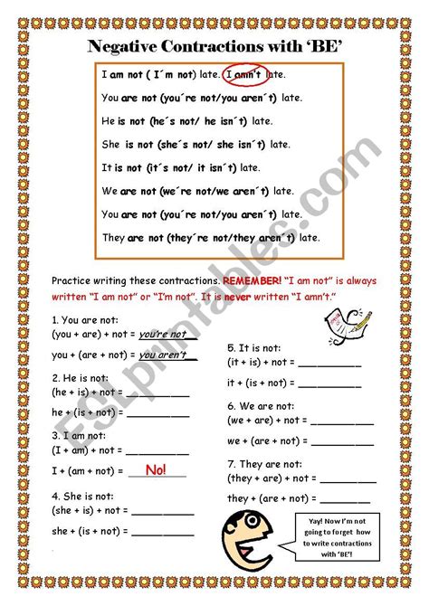 Beginners Level Negative Contractions Gap Fill Esl Lounge Negative Contractions Worksheet - Negative Contractions Worksheet