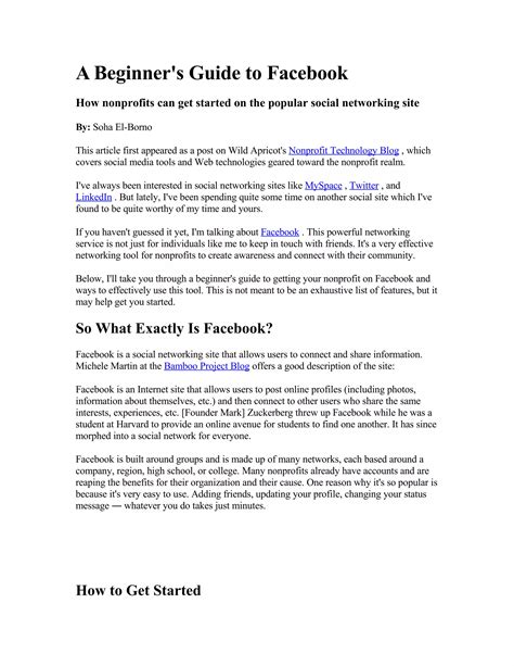 Read Online Beginners Guide To Facebook Pages 