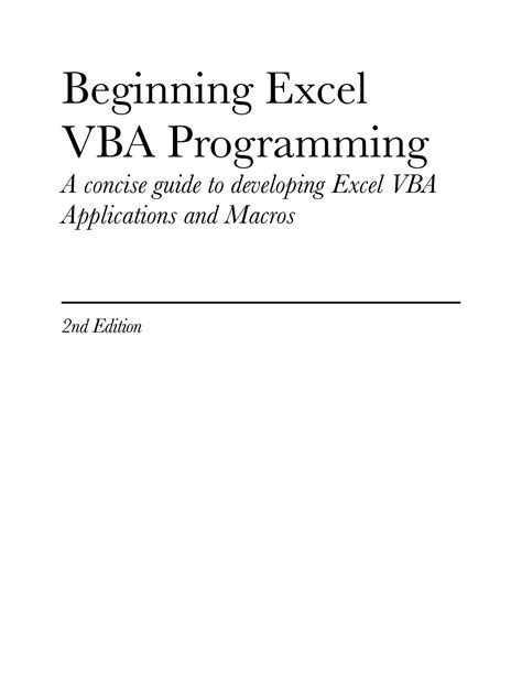 Beginning Excel Vba