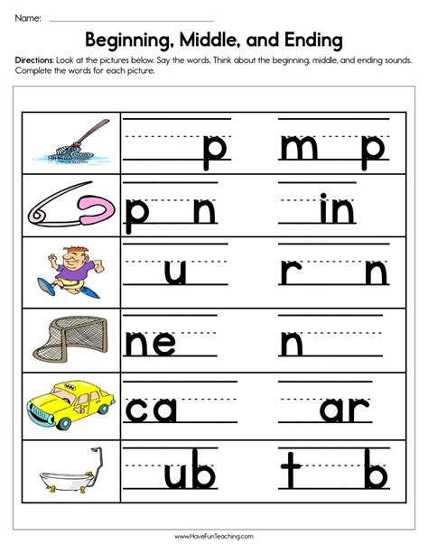 Beginning Middle And Ending Sound Worksheets Beginning Middle And Ending Sounds - Beginning Middle And Ending Sounds