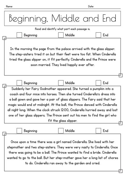 Beginning Middle End Summary Practice Passages