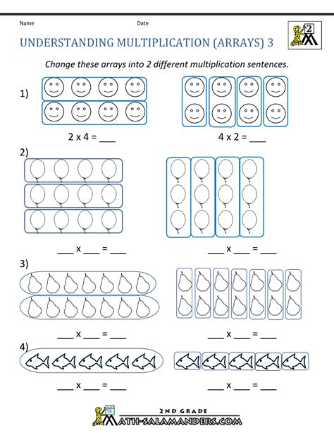 Beginning Multiplication Worksheets Using Arrays 2nd Grade Math 2nd Grade Array Worksheet - 2nd Grade Array Worksheet