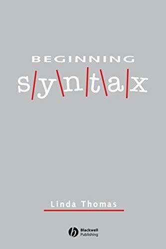 Beginning Syntax Linda Thomas Pdf