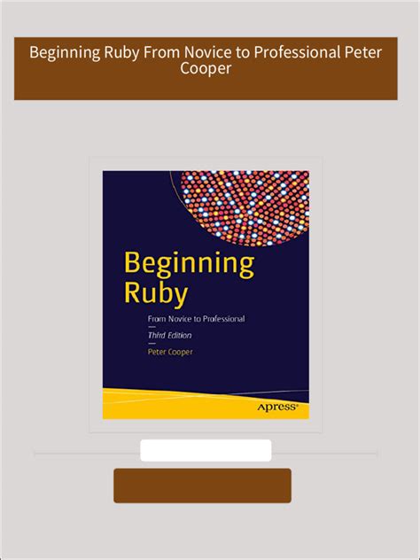 Full Download Beginning Ruby From Novice To Professional 