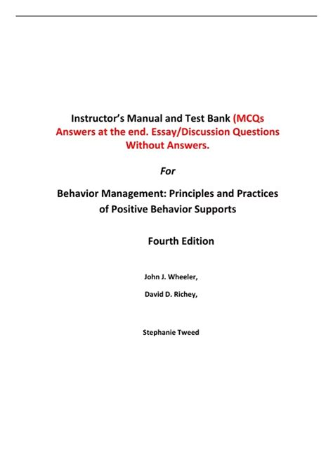 Behavior Management Test Manual
