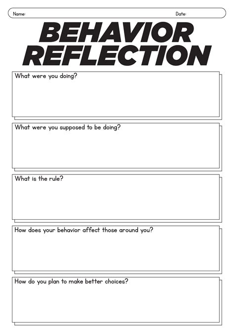 Behavior Reflection Sheet