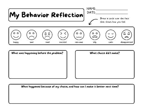 Behavior Reflection Sheet Elementary