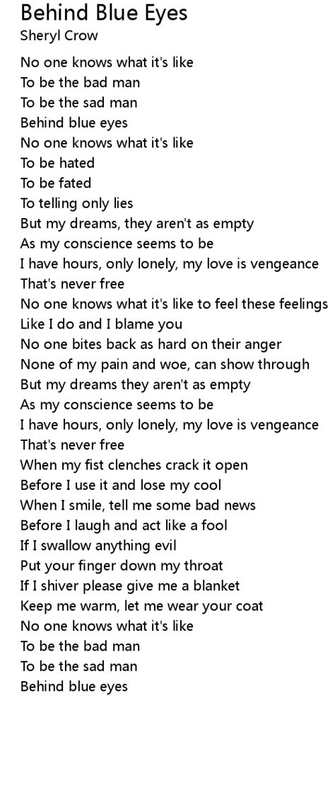 Behind Blue Eys Lyrics