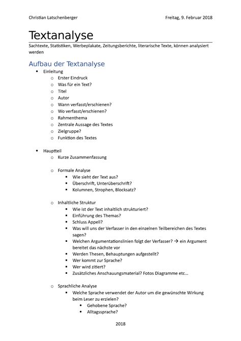 Beispiel Für Eine Textanalyse