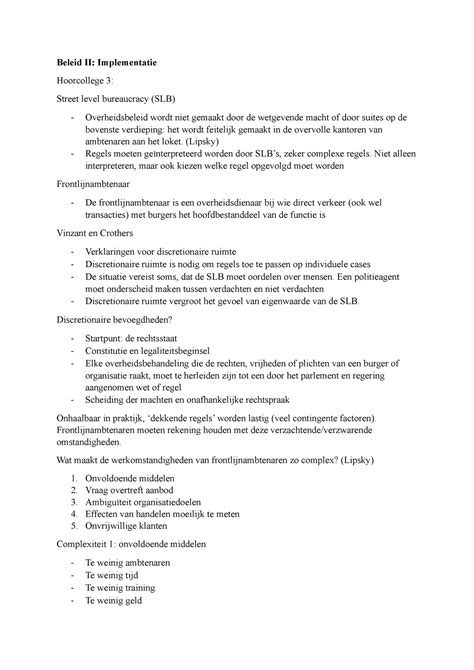 beleid implementatie