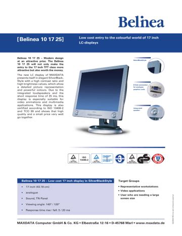 Read Online Belinea Monitor User Guide 