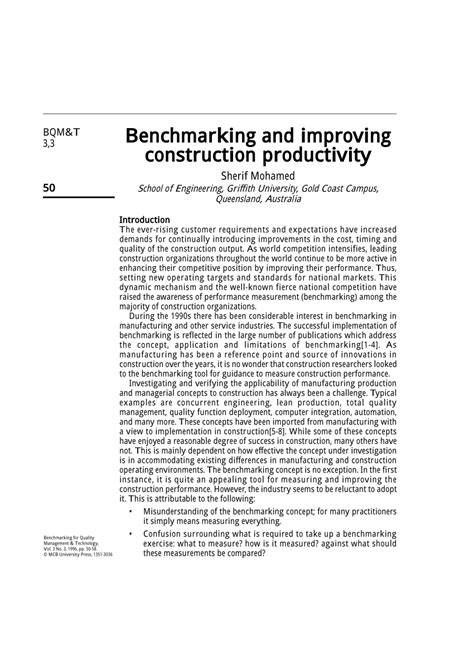benchmarking and improving construction productivity