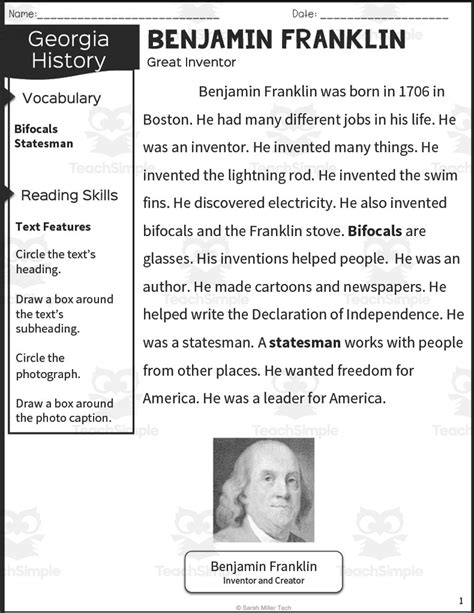 Benjamin Franklin Facts Amp Worksheets Kidskonnect Benjamin Franklin Worksheet Grade 10 - Benjamin Franklin Worksheet Grade 10