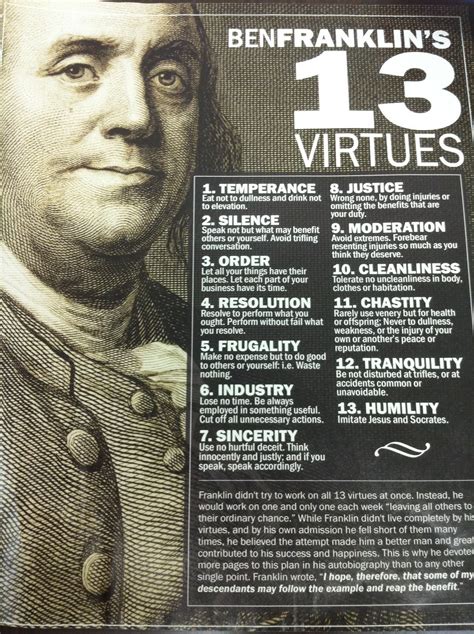 benjamin franklins autobiography 13 virtues