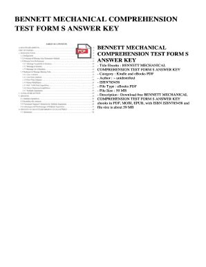 Full Download Bennett Mechanical Comprehension Test Form S Answer Key 