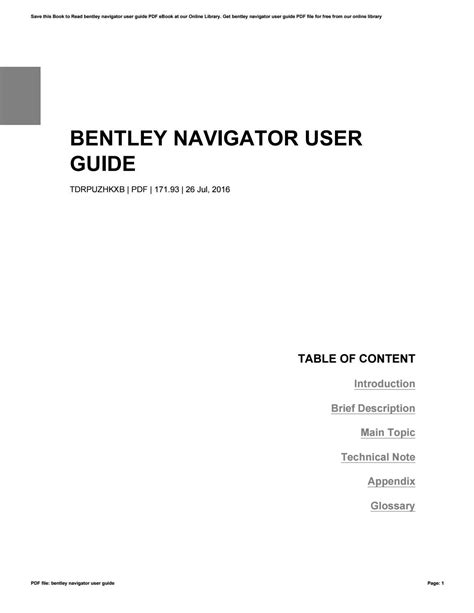 Read Bentley Navigator User Guide 